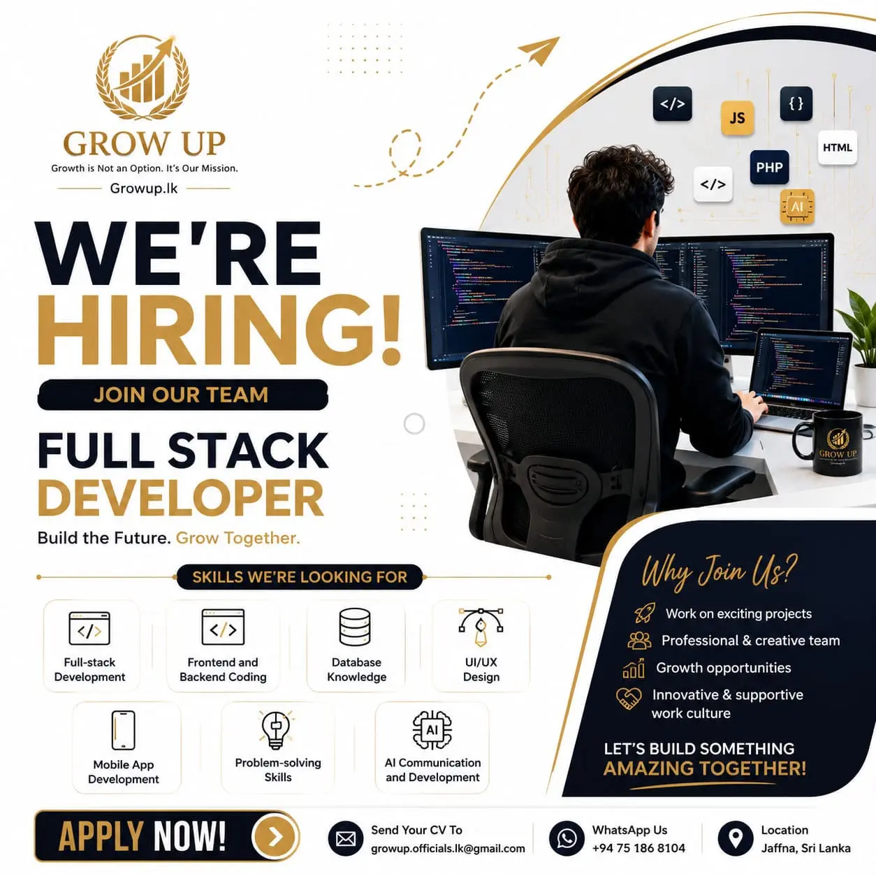 Full Stack Developer | GrowUp – Jaffna, Sri Lanka