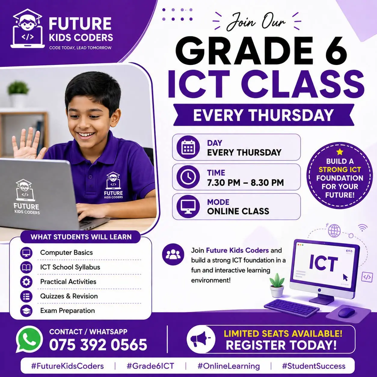 Grade 6 Online ICT Class – Future Kids Coders | Interactive & Syllabus-Aligned Learning