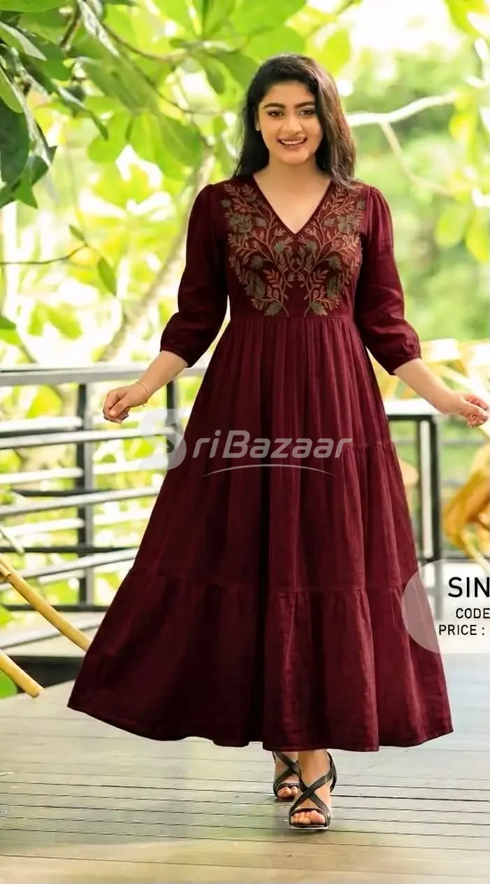 🌹 Scarlet Bloom Embroidery Maxi Dress | SINDY’S