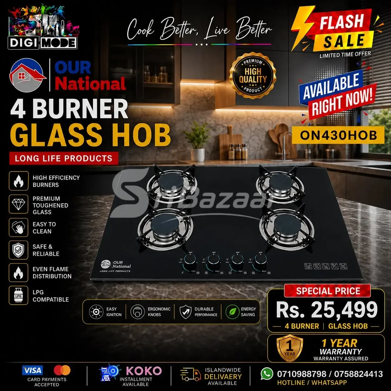 4 Burner Glass Hob – OUR National