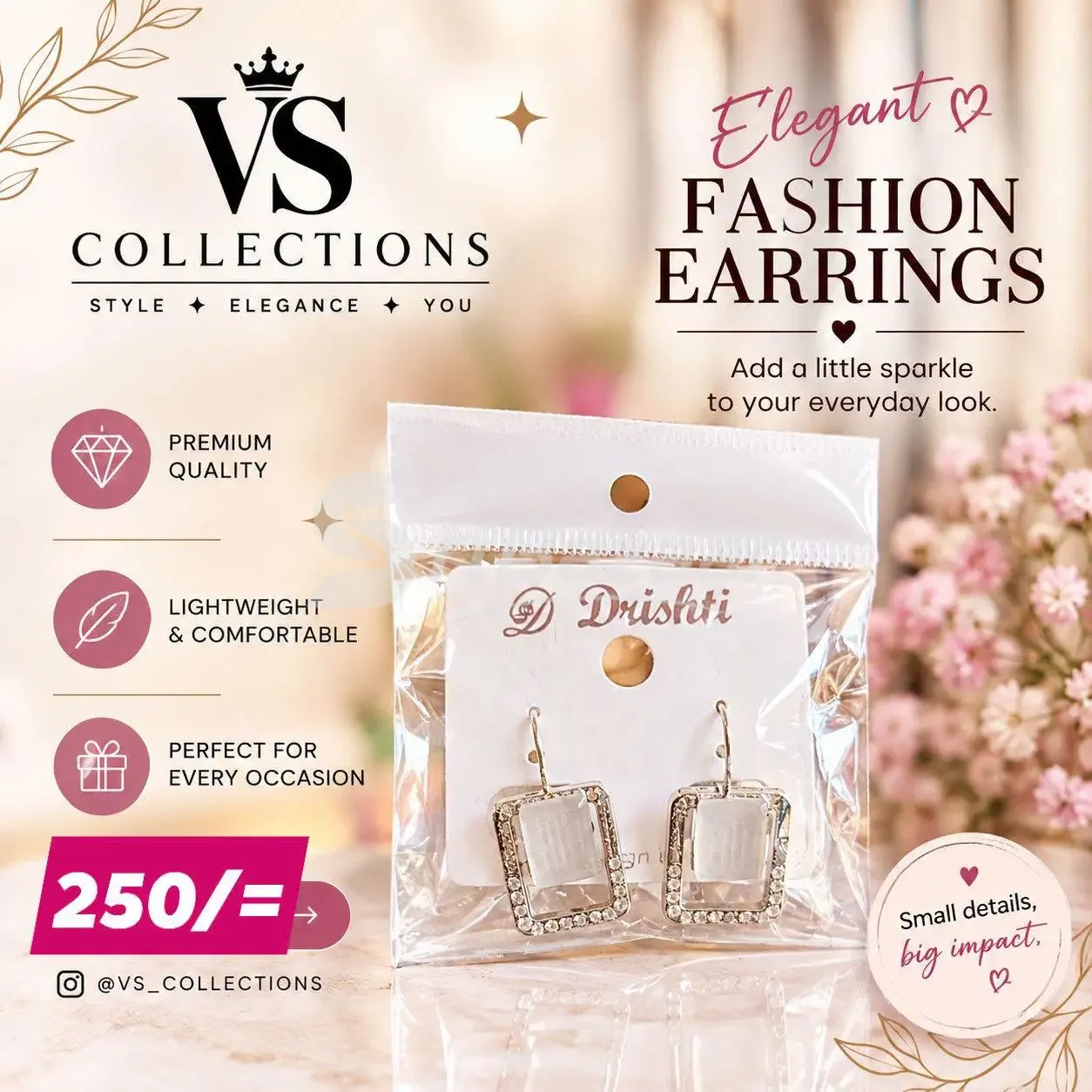 ✨ Korean Style Fashion Earrings – Rs. 250