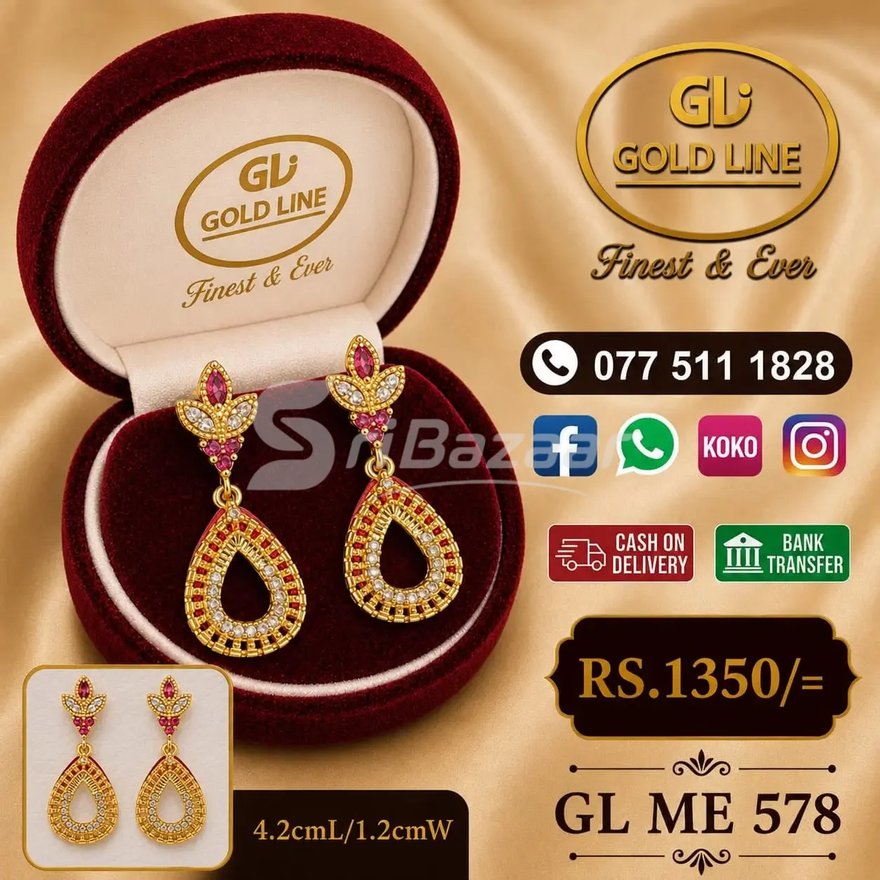 Gold Line Women’s Plated Jimikki Kammal – Elegant Earrings