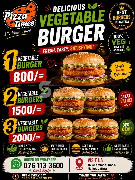 Pizza Times – Delicious Vegetable Burger Offers