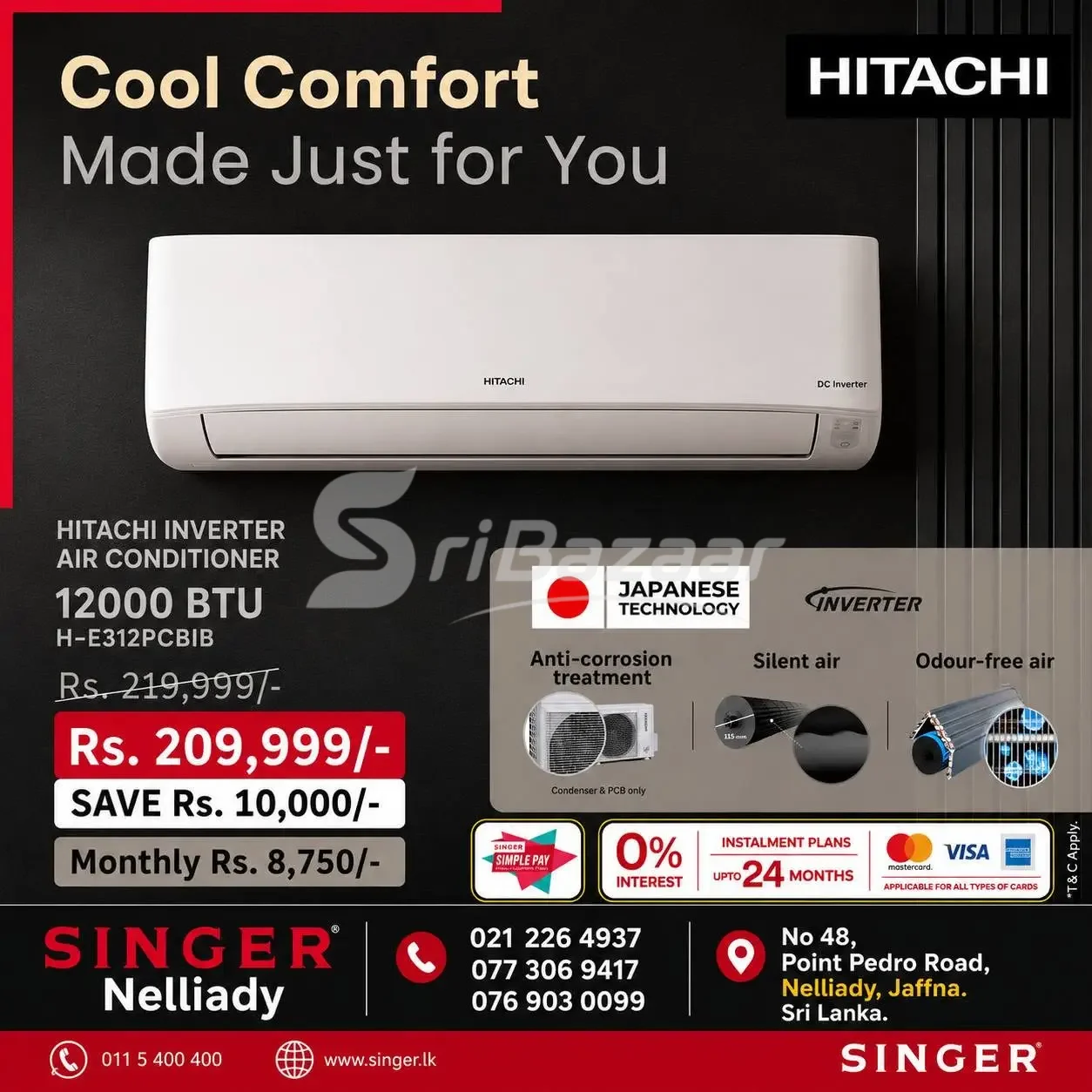Hitachi 12000 BTU Inverter Air Conditioner – Rs. 209,999