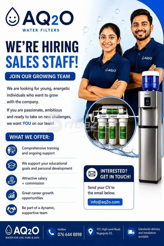 Sales Staff Wanted – AQ2O Water Filters | School Leavers Welcome