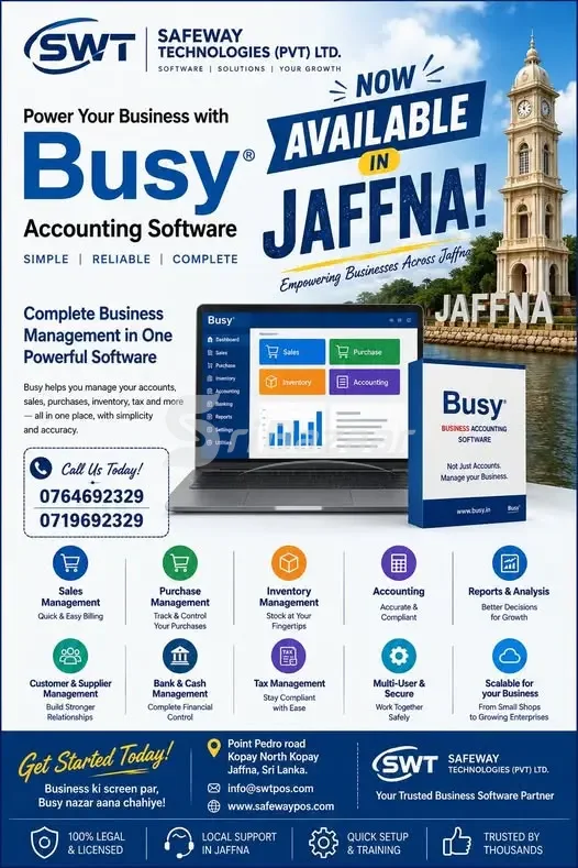 BUSY Accounting Software – Business Management Software Available in Jaffna