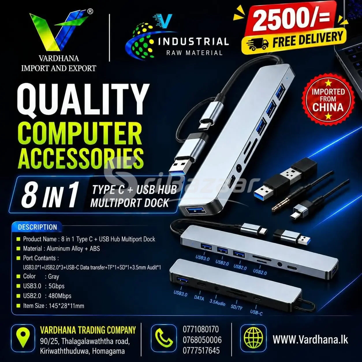 🔥 8 IN 1 Type-C + USB Hub Multiport Dock – Rs. 2,500