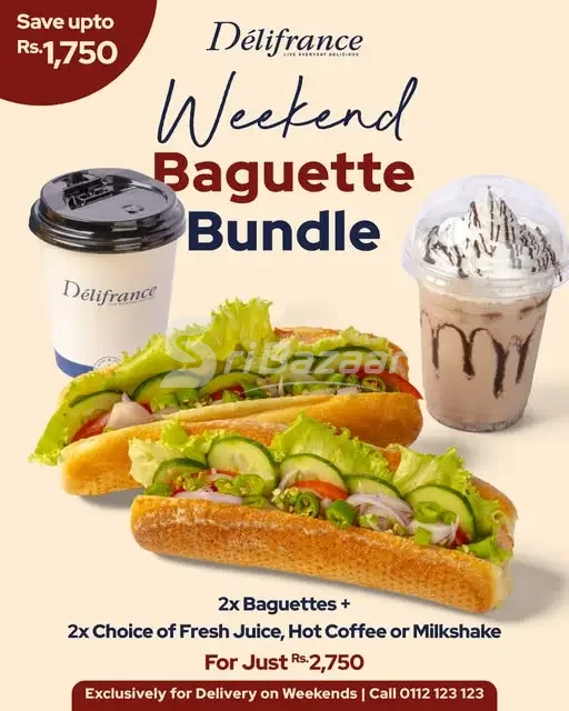 Delifrance Weekend Baguette Bundle – 2 Baguettes + 2 Drinks