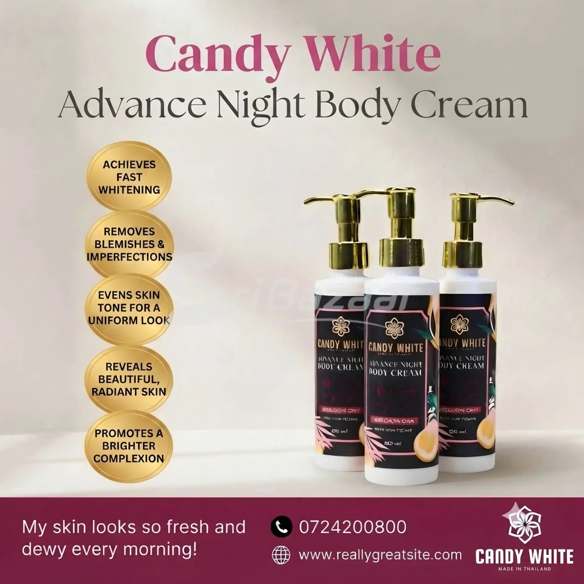 Candy White Night Face & Body Cream – Made in Thailand
