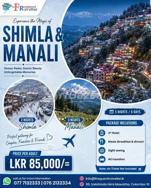 Shimla & Manali Holiday Package – 5 Nights / 6 Days | LKR 85,000
