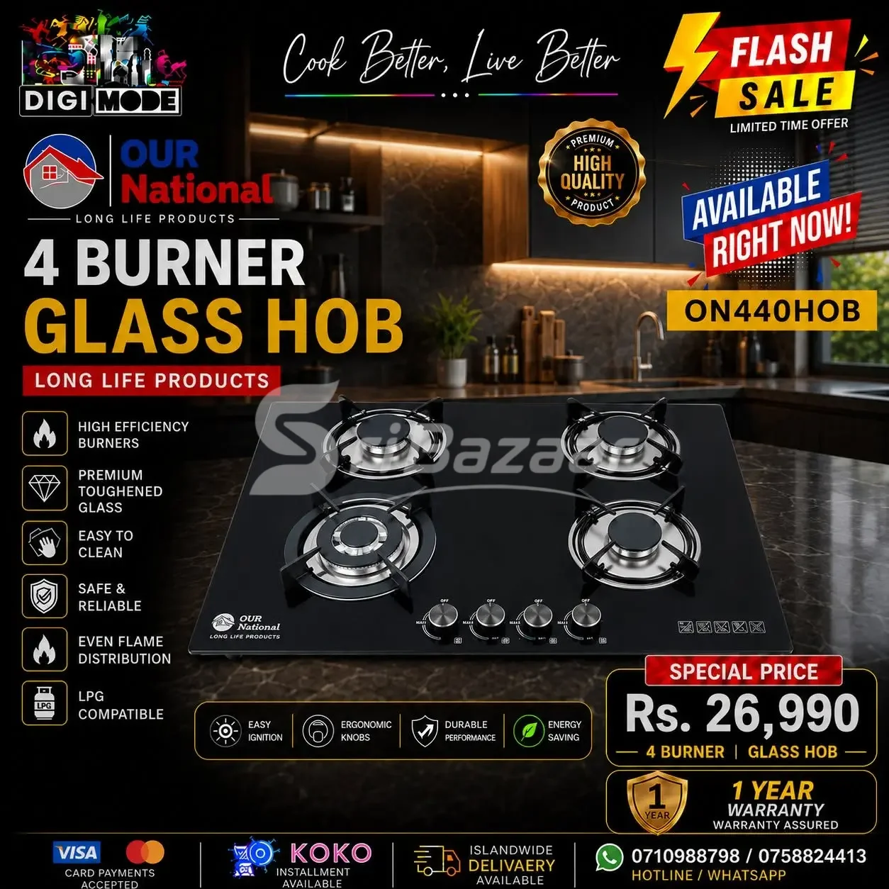 4 Burner Glass Hob – OUR National