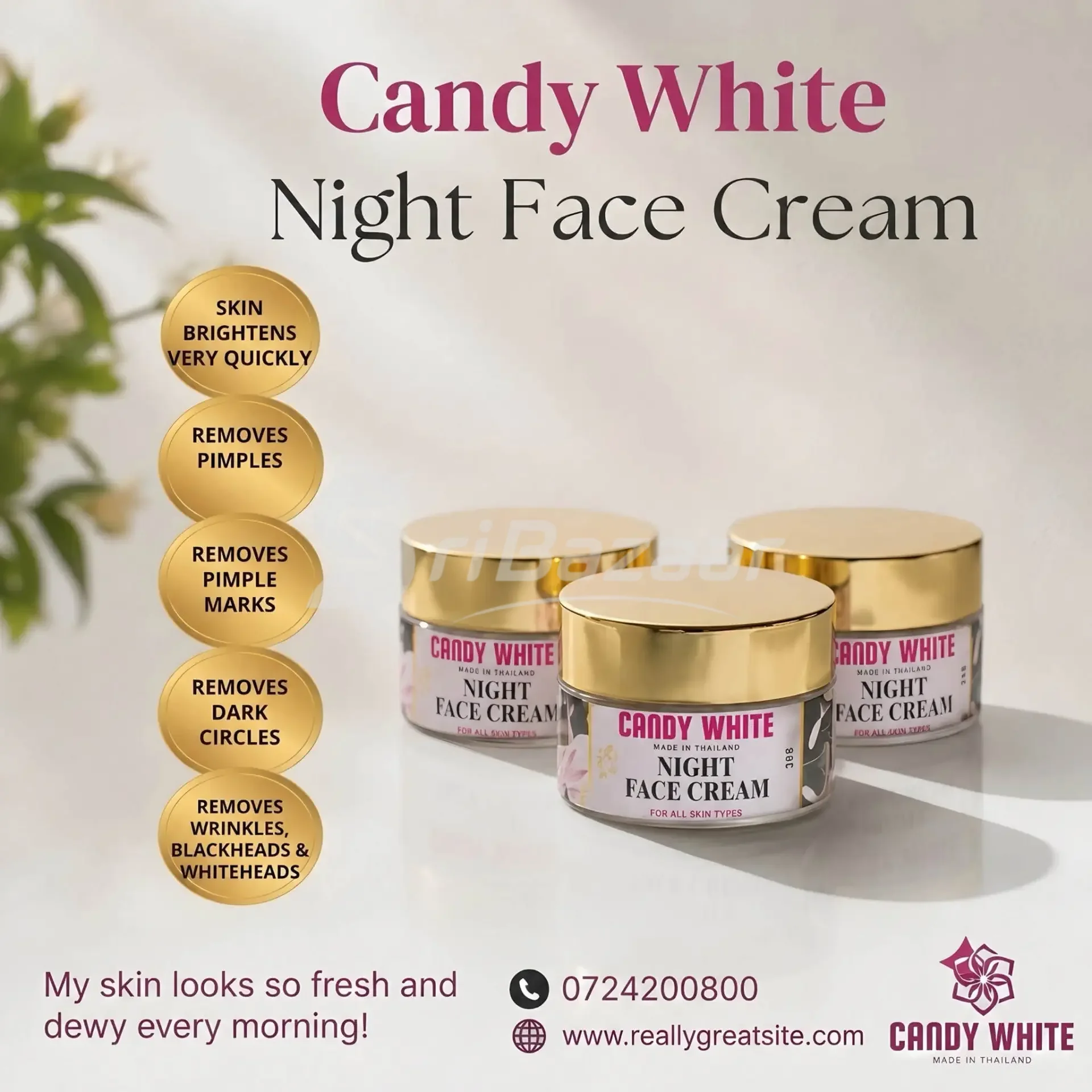 Candy White Night Face & Body Cream – Made in Thailand