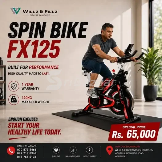 Willz & Fillz FX125 Spin Bike – 120KG Capacity