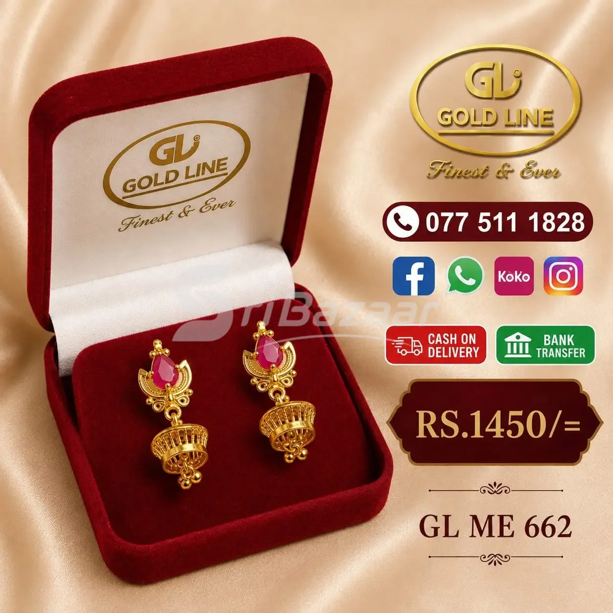 Gold Line Women’s Plated Jimikki Kammal – Elegant Earrings