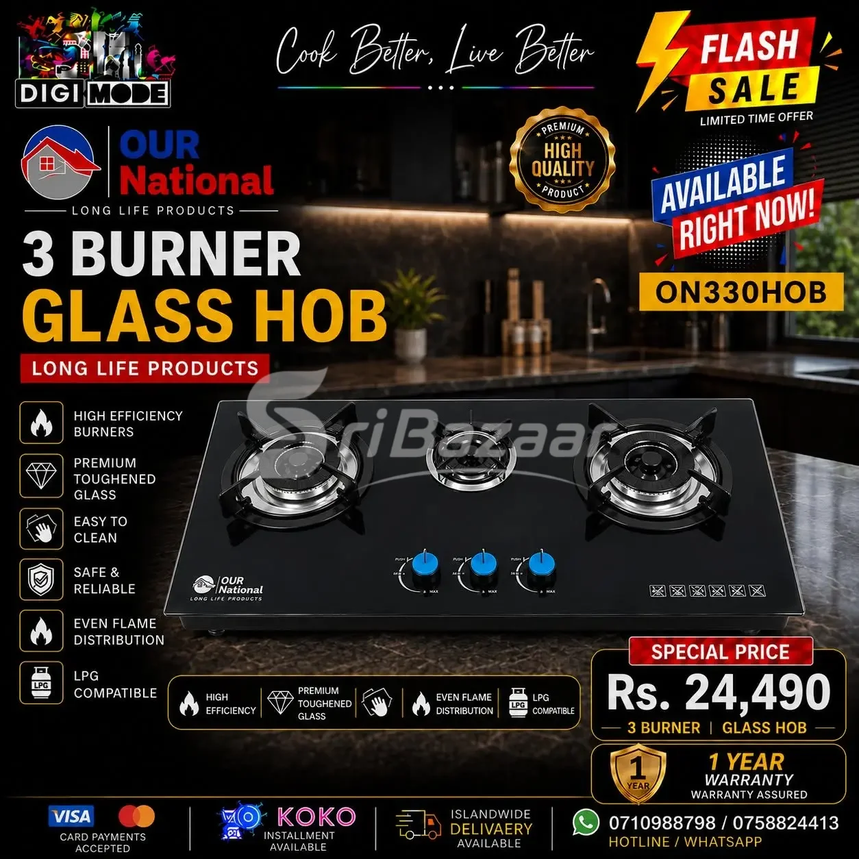 4 Burner Glass Hob – OUR National