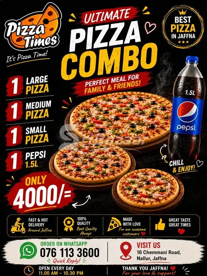Ultimate Pizza Combo – Large, Medium & Small Pizza + 1.5L Pepsi
