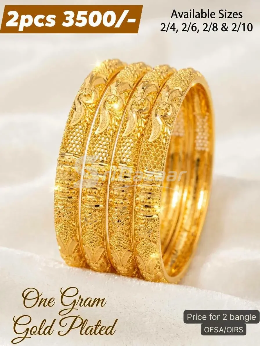 One Gram Gold Plated Bangles – 2 Pcs