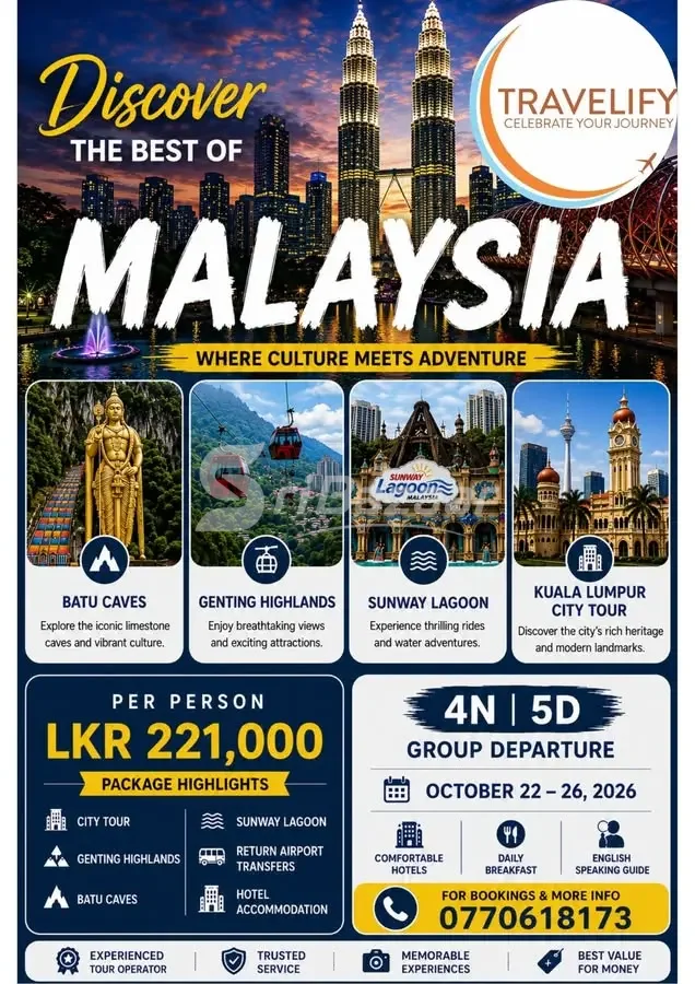 🇲🇾 Discover Malaysia – 4 Nights / 5 Days Group Tour | LKR 221,000