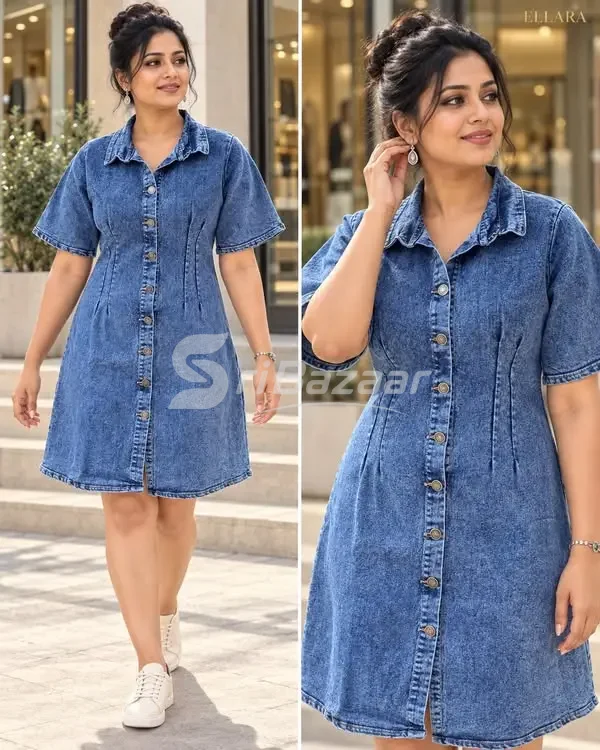 ELLARA Curve Denim Frock – L to 3XL | 20% OFF