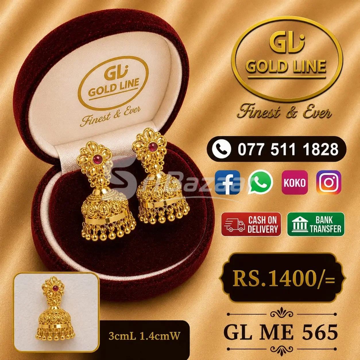 Gold Line Women’s Plated Jimikki Kammal – Elegant Earrings