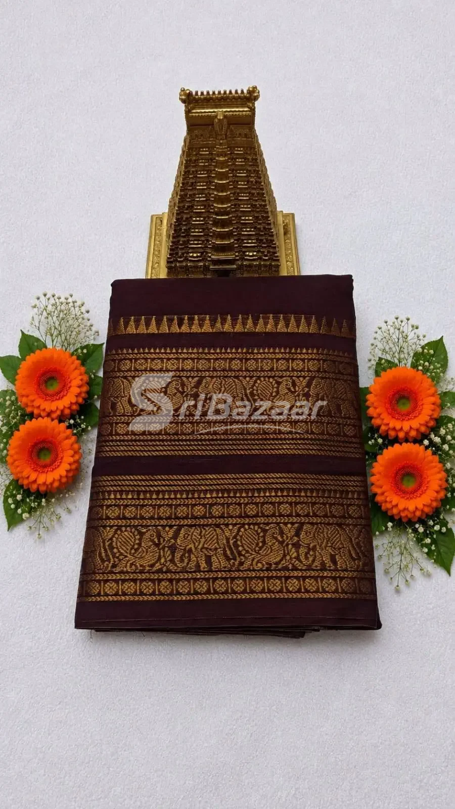 Coffee Brown Kanchi Cotton Saree – Premium Chettinadu Cotton