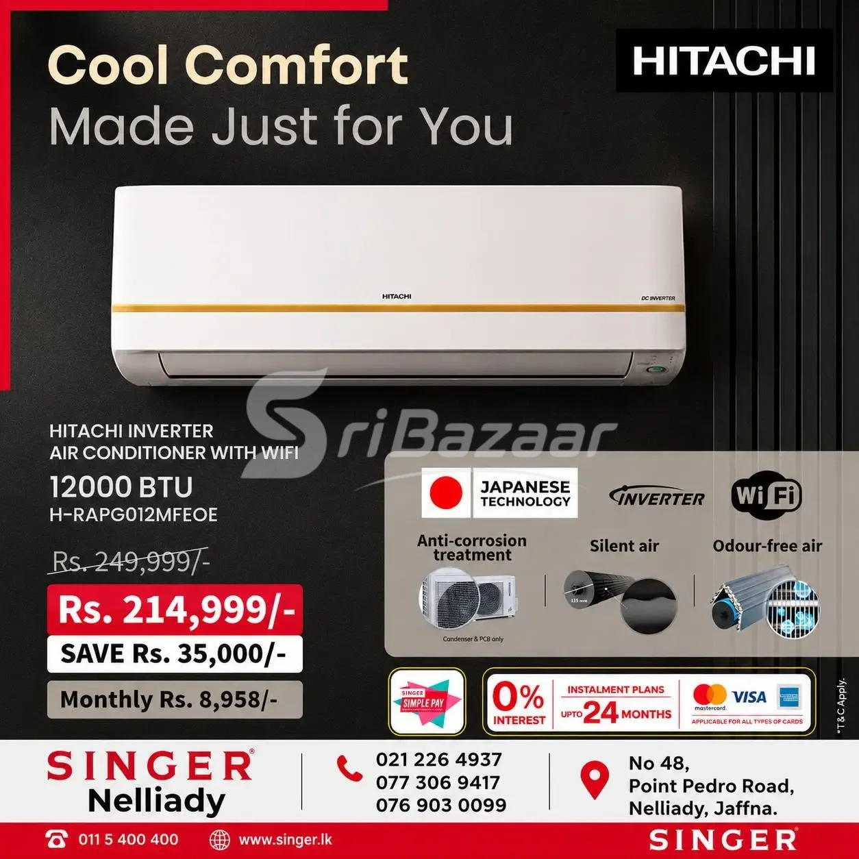 Hitachi 12000 BTU Inverter Air Conditioner – Rs. 209,999