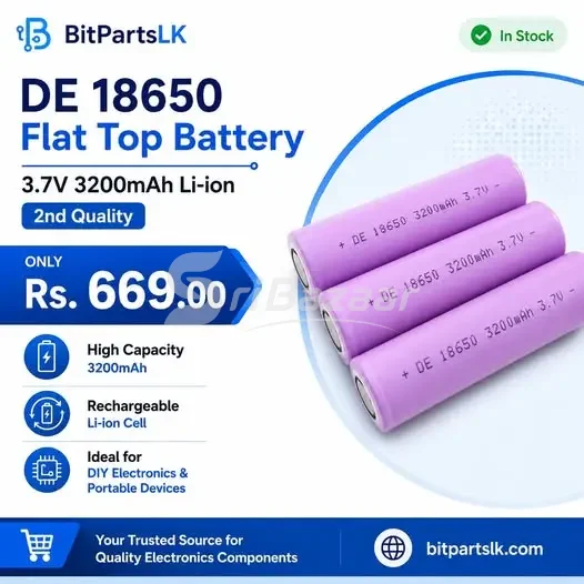 DE 18650 Flat Top 3.7V 3200mAh Li-ion Battery – 2nd Quality