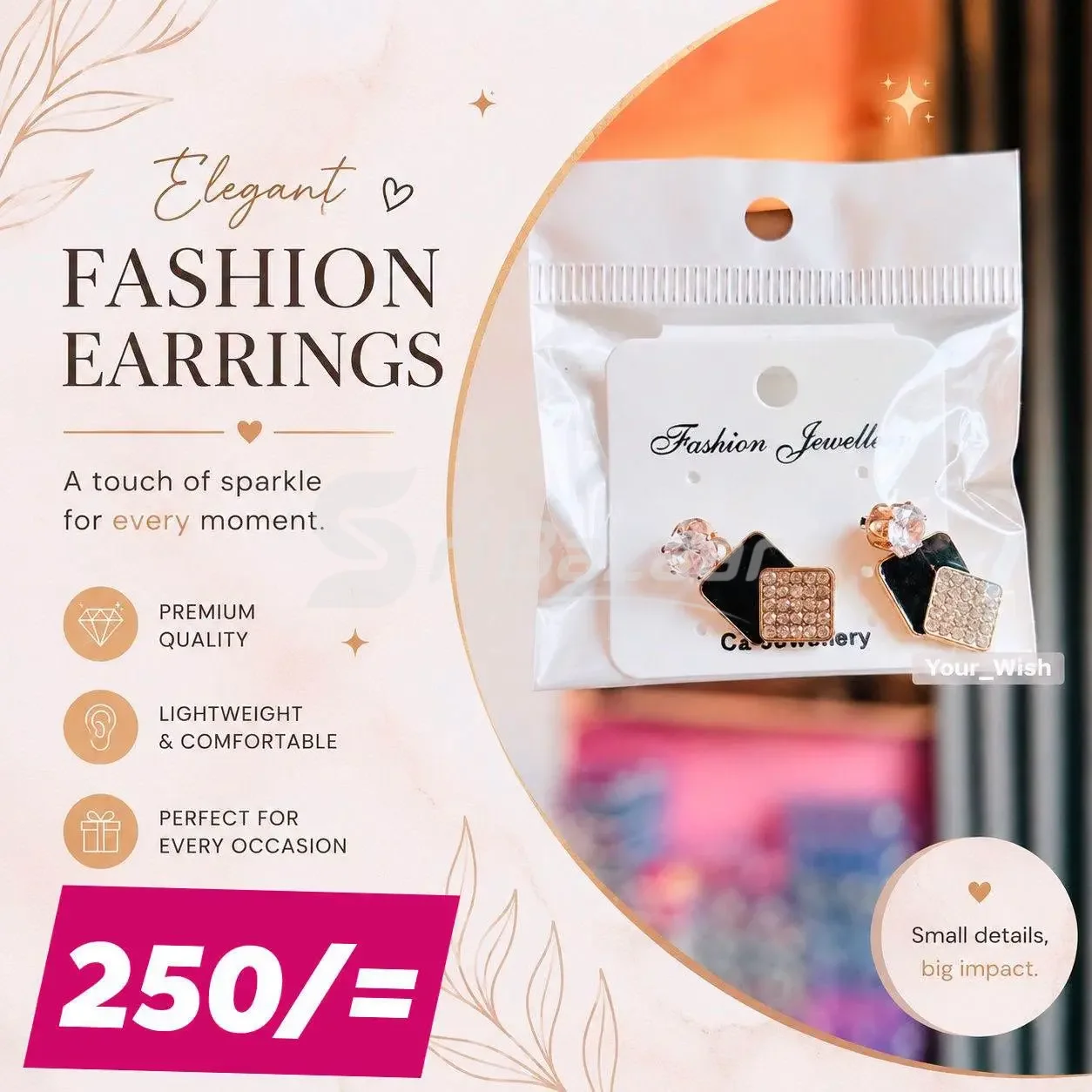 ✨ Korean Style Fashion Earrings – Rs. 250