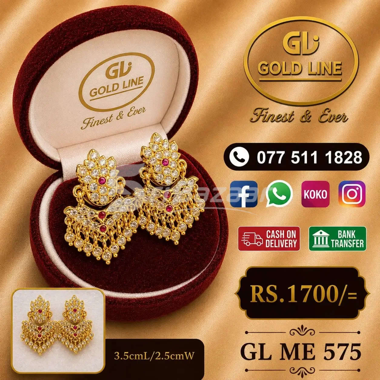 Gold Line Women’s Plated Jimikki Kammal – Elegant Earrings