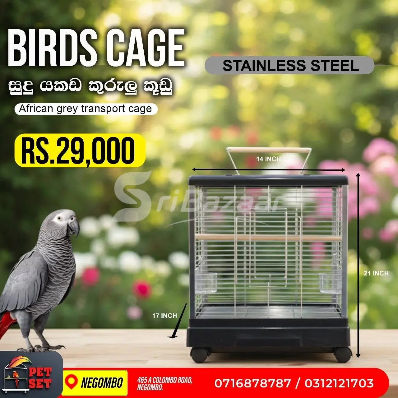 🦜 Stainless Steel Bird Cages & Bird Stand | Bird Accessories | Pet Set Negombo