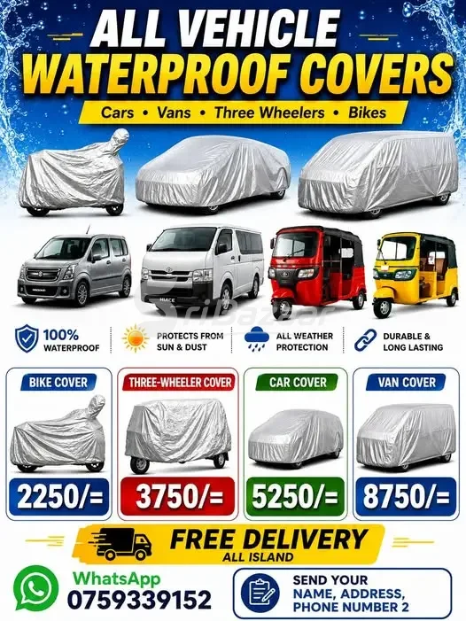All Vehicle Waterproof Covers – Bikes, Three-Wheelers, Cars & VansAll Vehicle Waterproof Covers – Bikes, Three-Wheelers, Cars & Vans