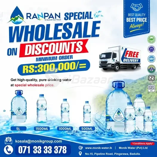 Ranpan Drinking Water – Wholesale Orders | 500ml, 1L, 1.5L & 5L