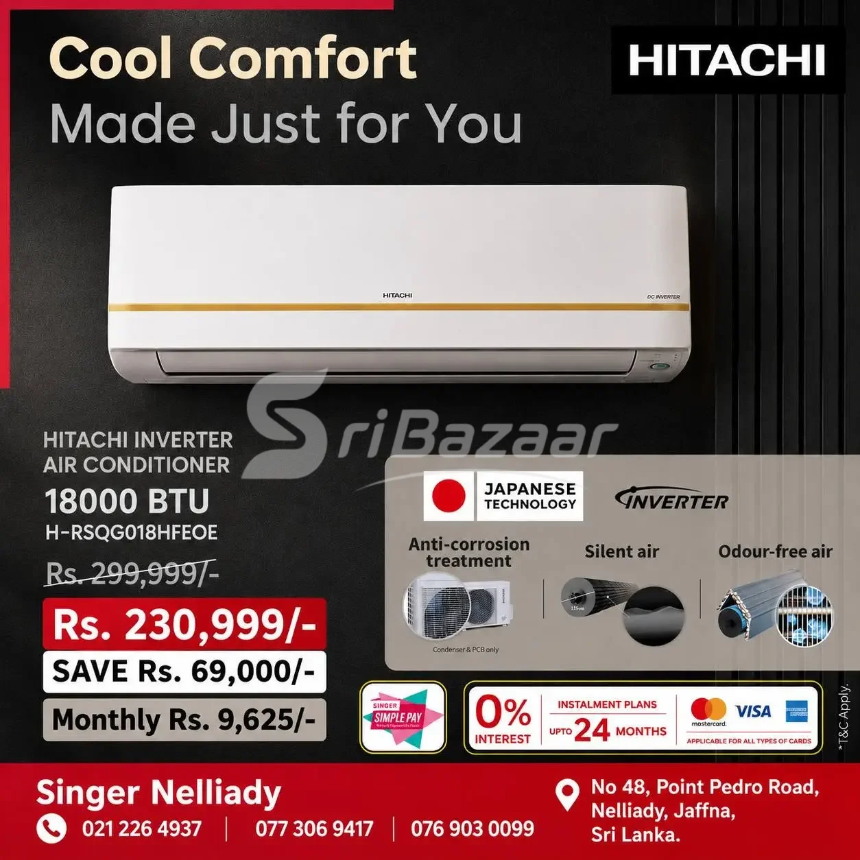 Hitachi 12000 BTU Inverter Air Conditioner – Rs. 209,999