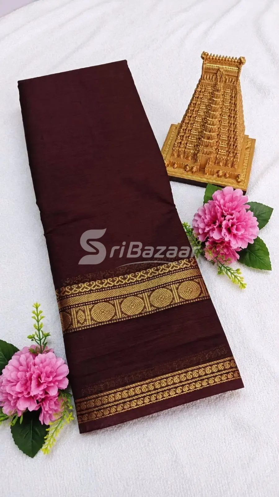 Coffee Brown Kanchi Cotton Saree – Premium Chettinadu Cotton