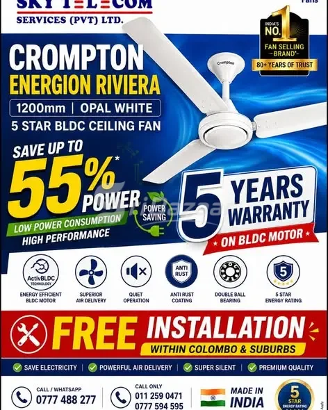 Crompton Energion Riviera 1200mm 5 Star BLDC සිවිලිම් පංකාව