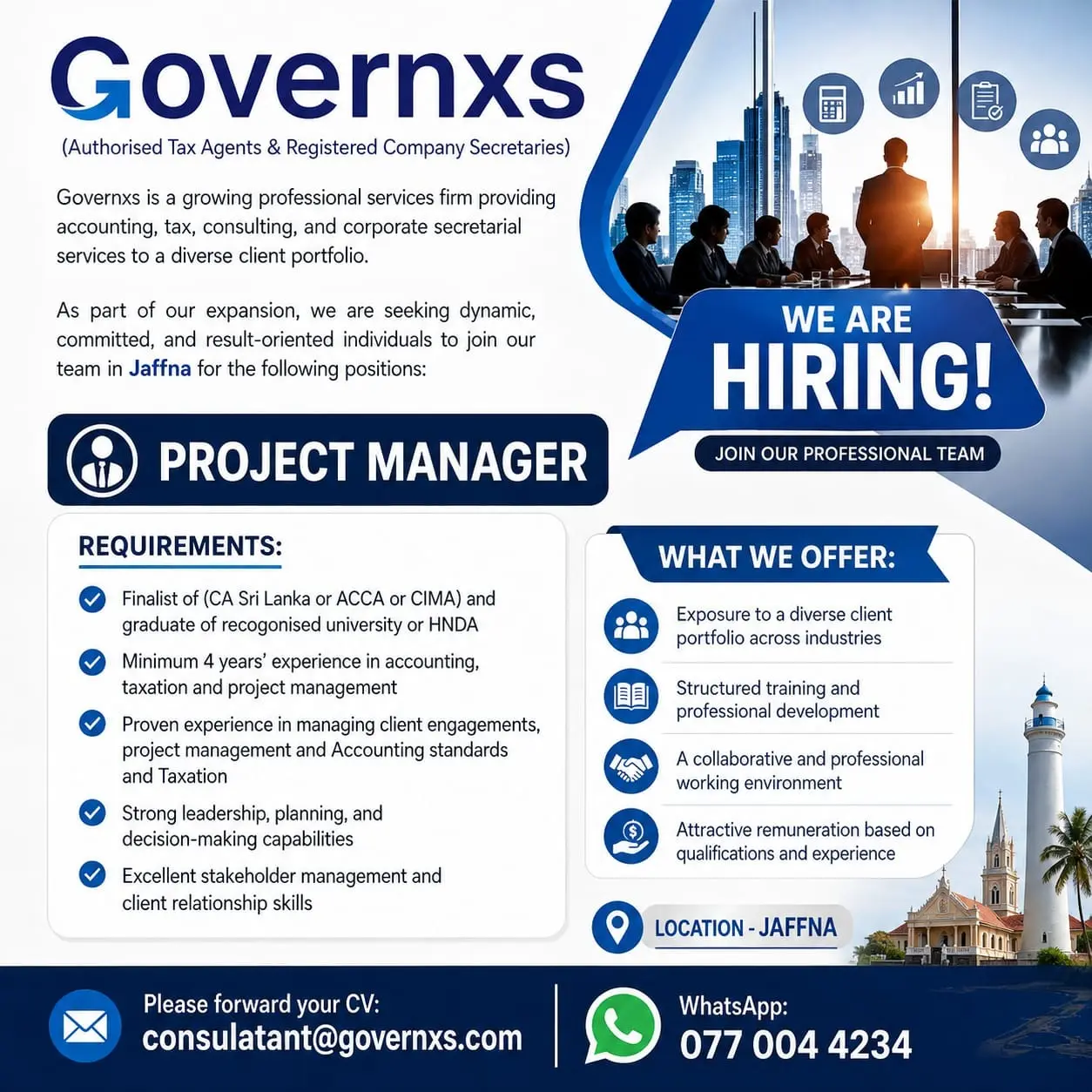 Governxs Jaffna – Project Manager Job Vacancy