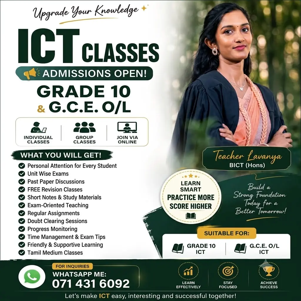 ICT Grade 10 & G.C.E. O/L ICT Classes – Admissions Now Open! 💻📚