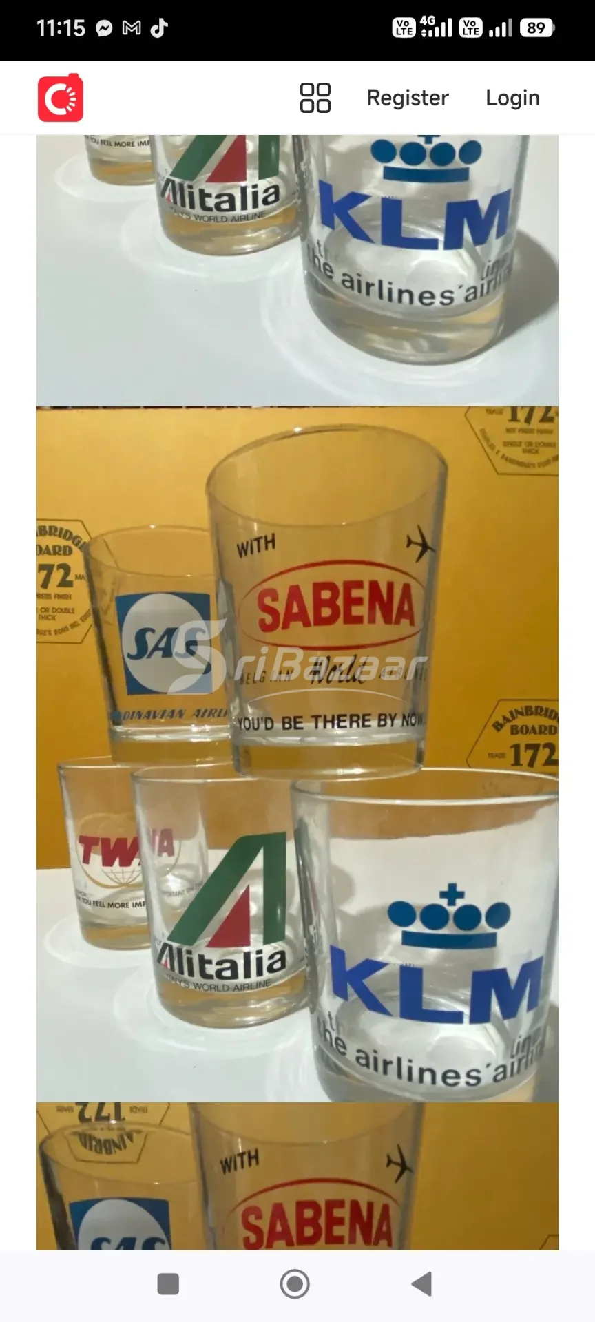 Airlines whisky glasses